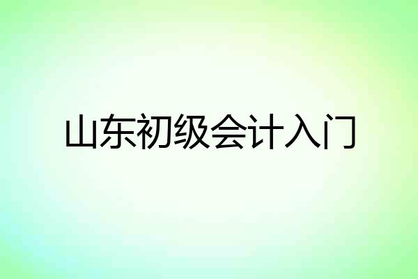 山东初级会计入门