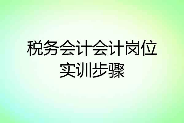税务会计会计岗位实训步骤