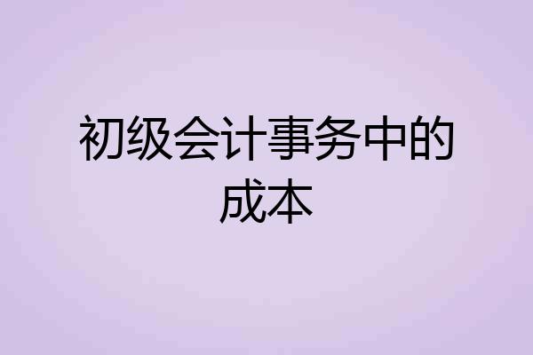 初级会计事务中的成本