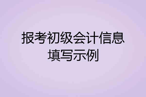 报考初级会计信息填写示例