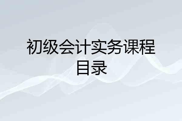 初级会计实务课程目录