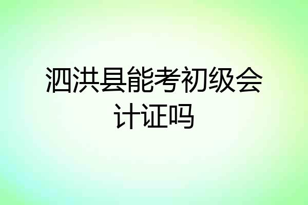泗洪县能考初级会计证吗