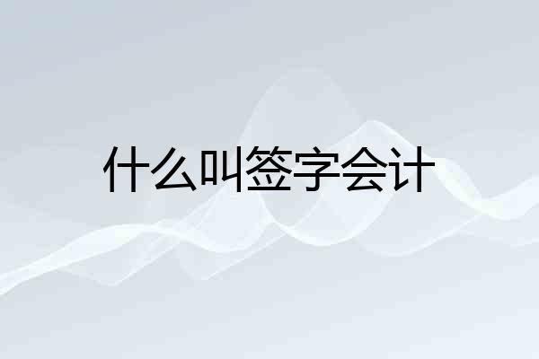 什么叫签字会计