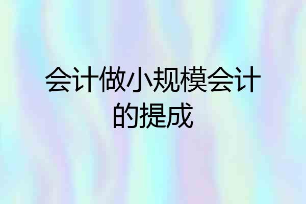 会计做小规模会计的提成