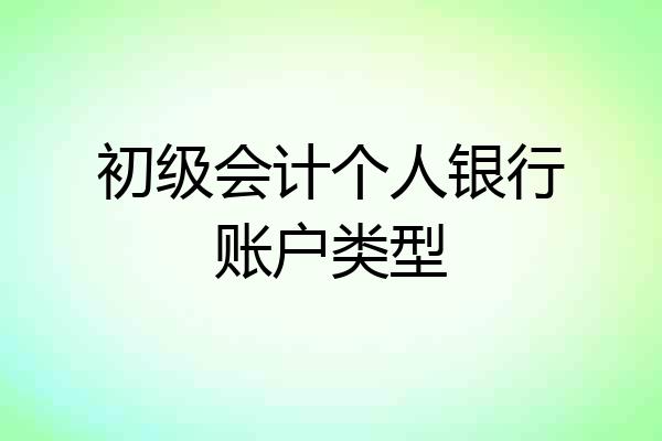 初级会计个人银行账户类型