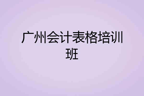 广州会计表格培训班