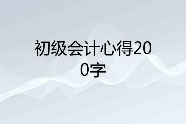 初级会计心得200字