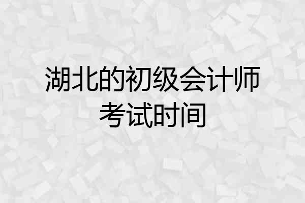 湖北的初级会计师考试时间