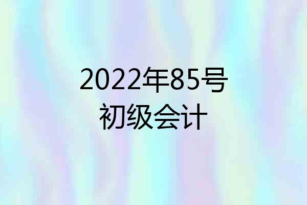 2022年85号初级会计