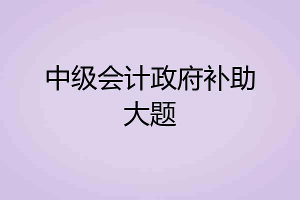 中级会计政府补助大题