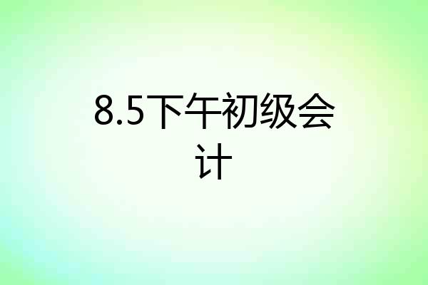 8.5下午初级会计