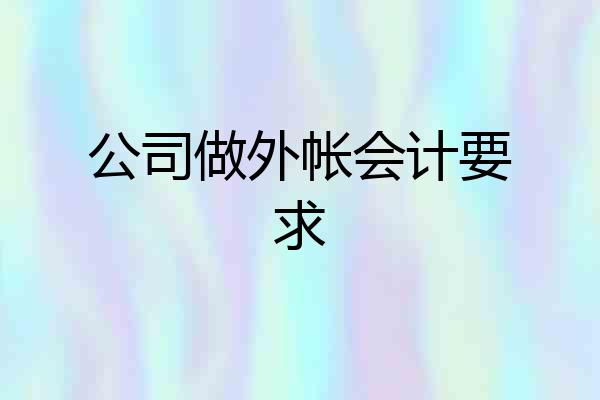 公司做外帐会计要求