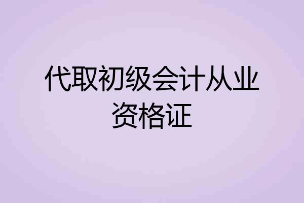代取初级会计从业资格证