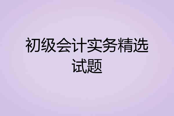 初级会计实务精选试题