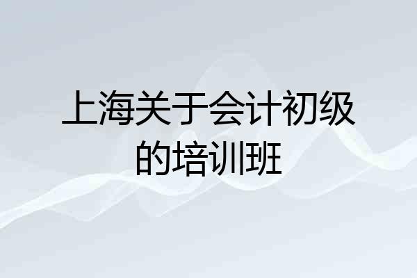上海关于会计初级的培训班