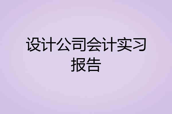 设计公司会计实习报告