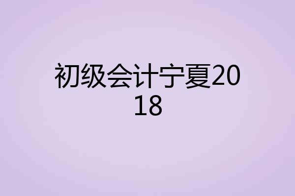 初级会计宁夏2018