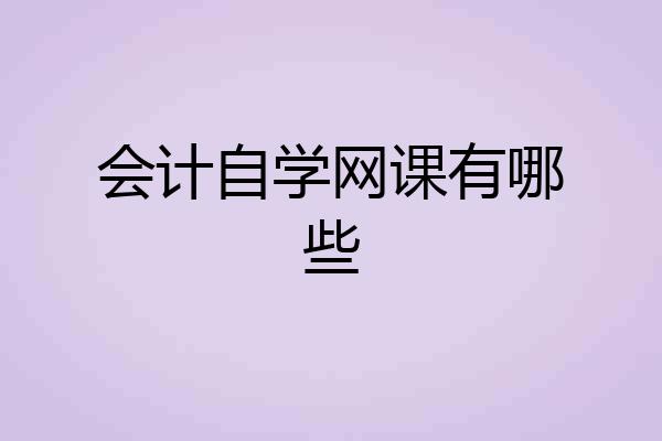 会计自学网课有哪些