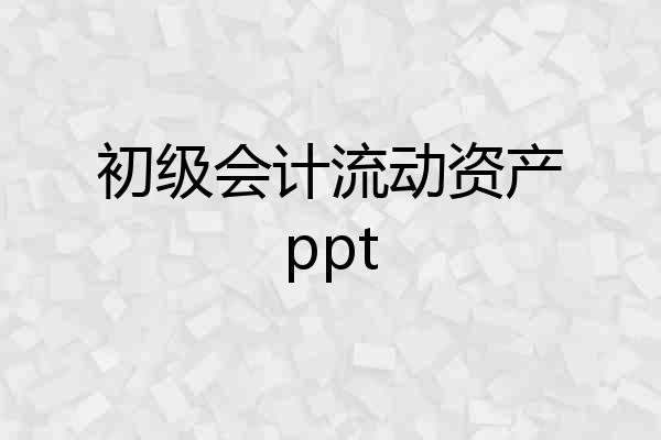 初级会计流动资产ppt