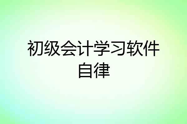 初级会计学习软件自律