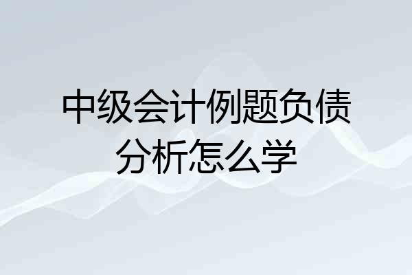 中级会计例题负债分析怎么学