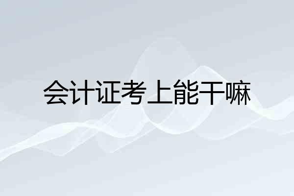 会计证考上能干嘛