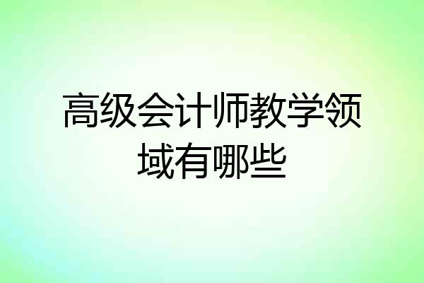 高级会计师教学领域有哪些