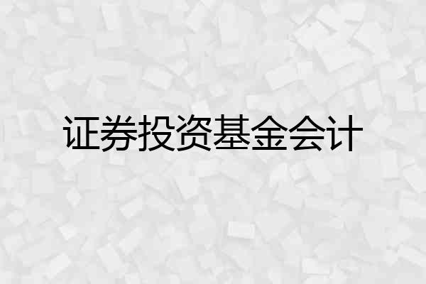 证券投资基金会计
