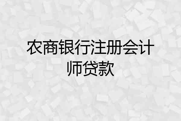农商银行注册会计师贷款