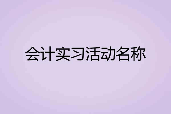 会计实习活动名称