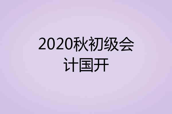 2020秋初级会计国开