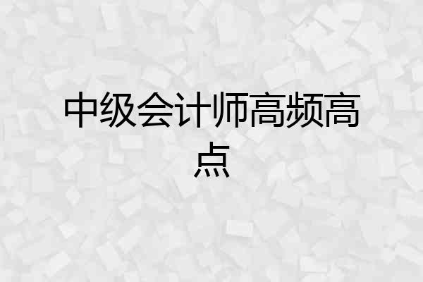 中级会计师高频高点