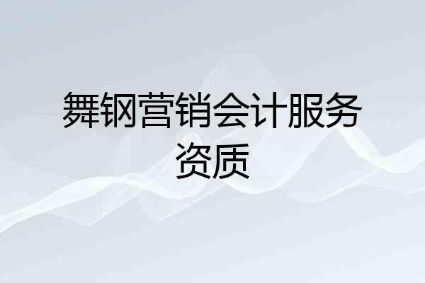 舞钢营销会计服务资质