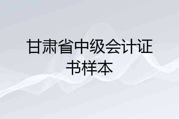 甘肃省中级会计证书样本