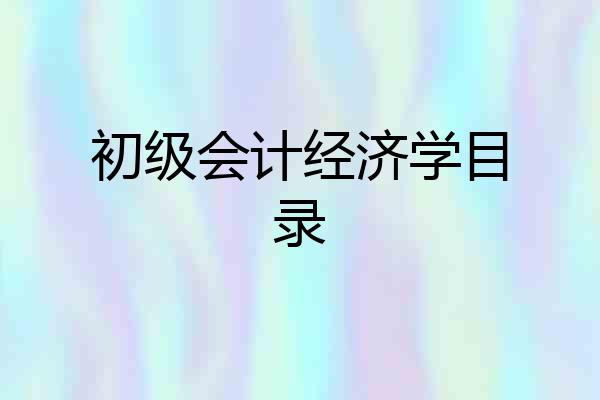 初级会计经济学目录