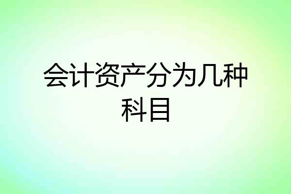 会计资产分为几种科目