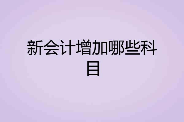 新会计增加哪些科目