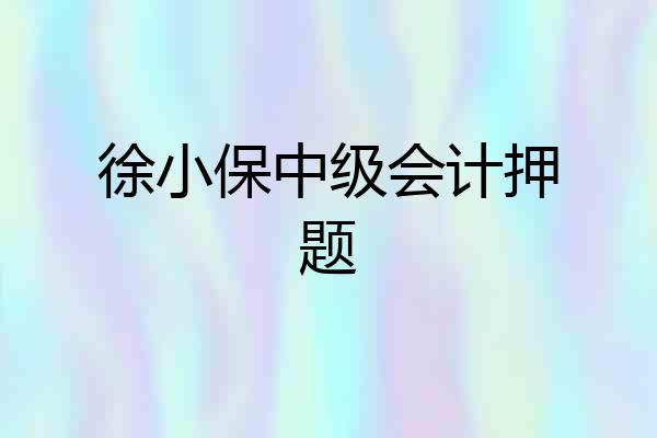徐小保中级会计押题