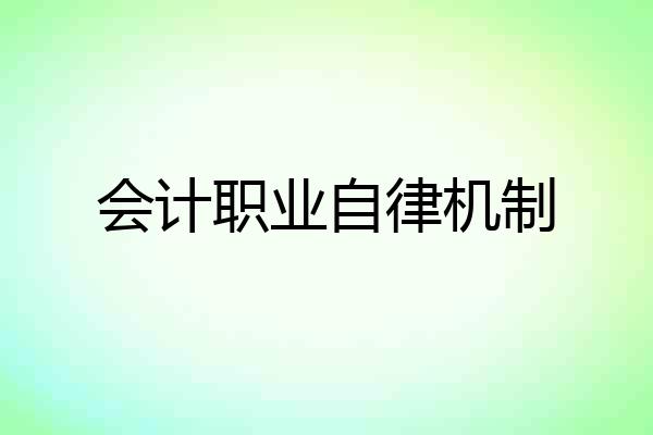 会计职业自律机制
