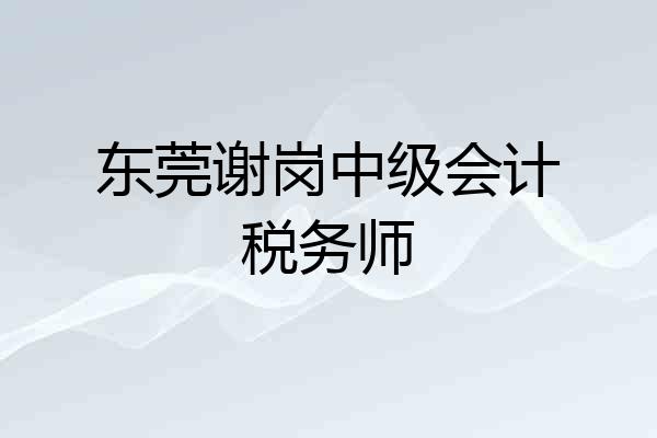 东莞谢岗中级会计税务师