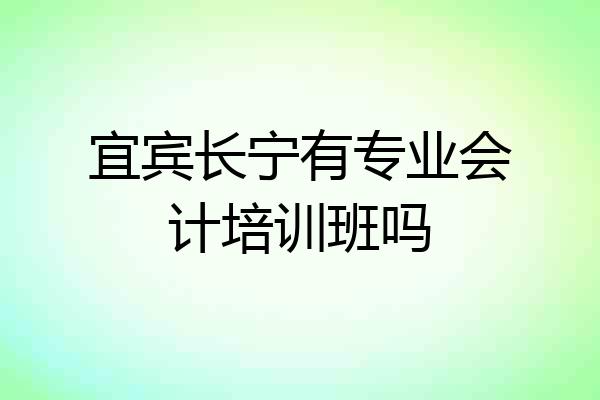 宜宾长宁有专业会计培训班吗
