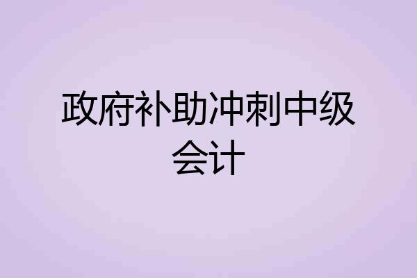 政府补助冲刺中级会计