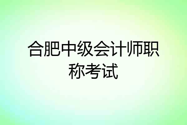 合肥中级会计师职称考试