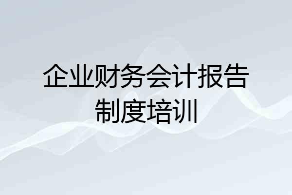 企业财务会计报告制度培训