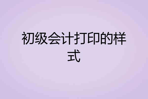 初级会计打印的样式