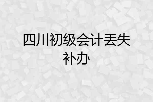 四川初级会计丢失补办
