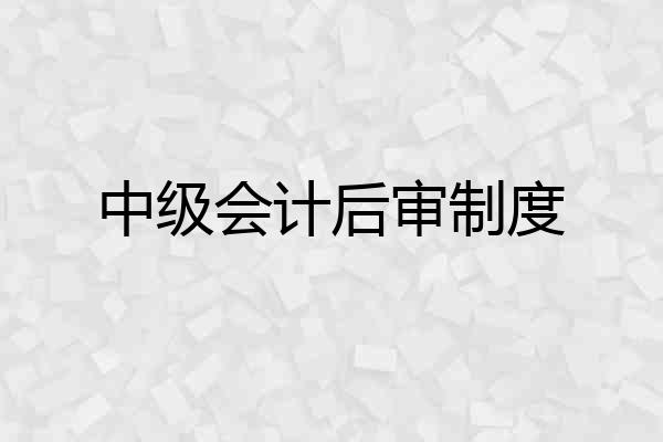 中级会计后审制度