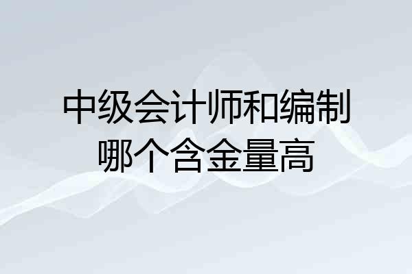 中级会计师和编制哪个含金量高