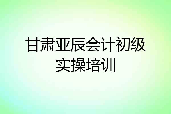 甘肃亚辰会计初级实操培训