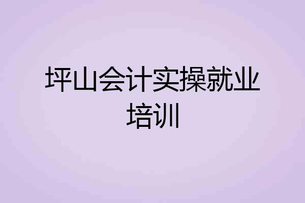 坪山会计实操就业培训